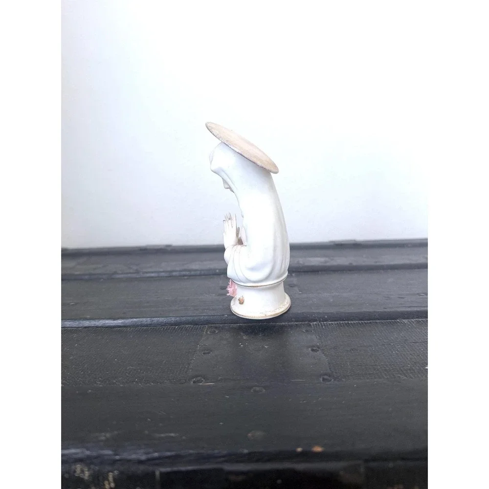 Vintage Lefton Porcelain Madonna Statue, Hand Painted Praying Mother Mary‎ 1950s - Picture 4 of 9